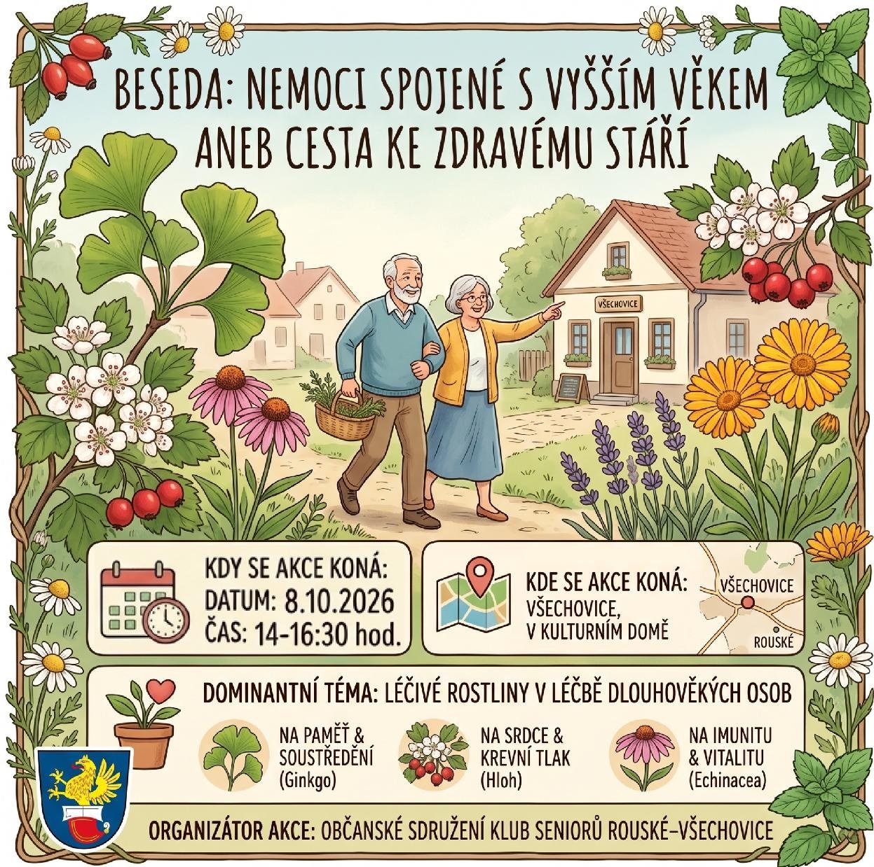Beseda NEMOCI SPOJENÉ S VYŠŠÍM VĚKEM ANEB CESTA KE ZDRAVÉMU STÁŘÍ - Rouské-Všechovice u Přerova